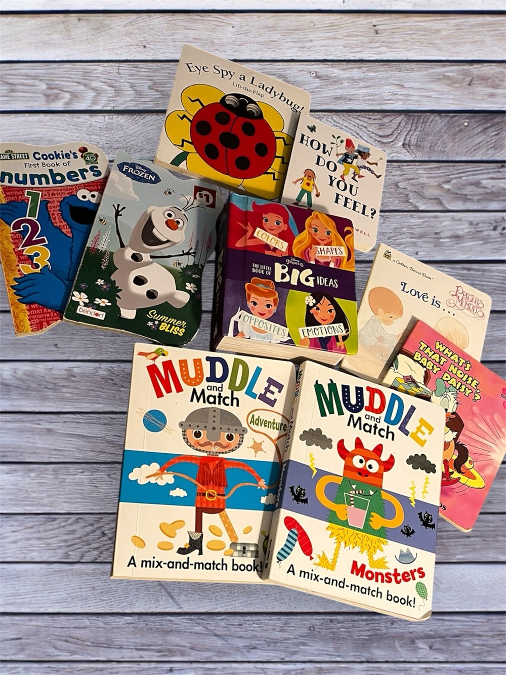Kids Board Book Set - Disney, Muddle & Match, Precious Moments, Sesame Street